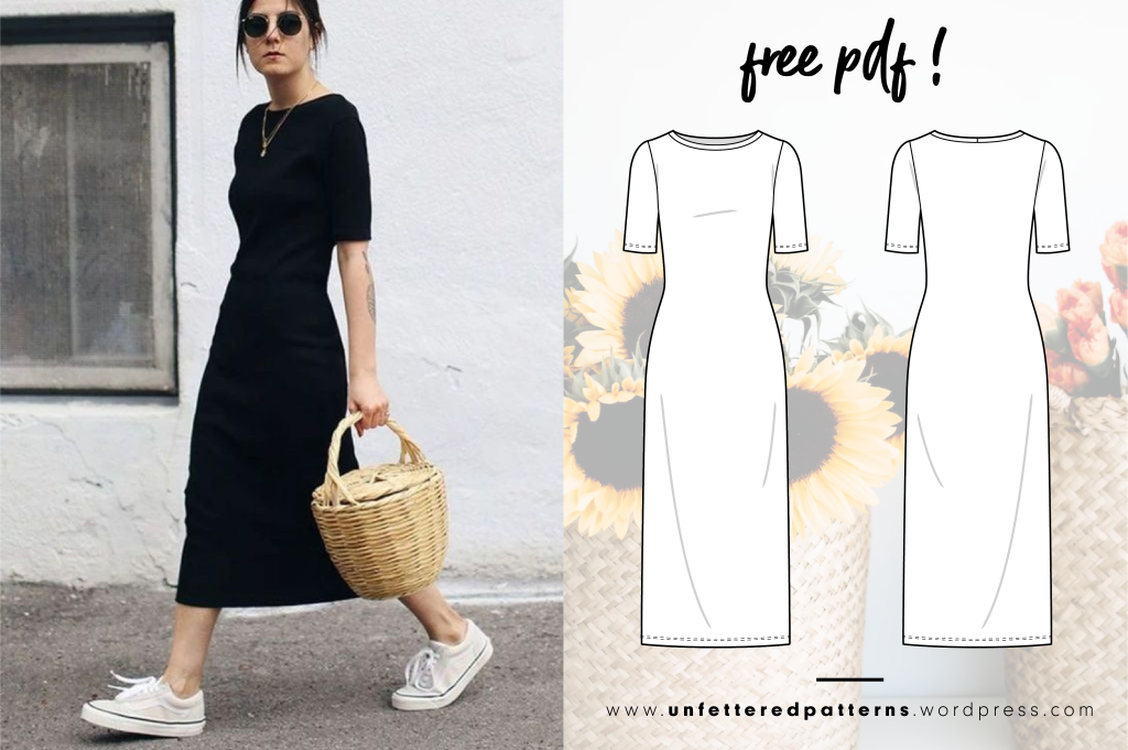 Relaxed midi dress – Free sewing pattern download PDF #UP1007