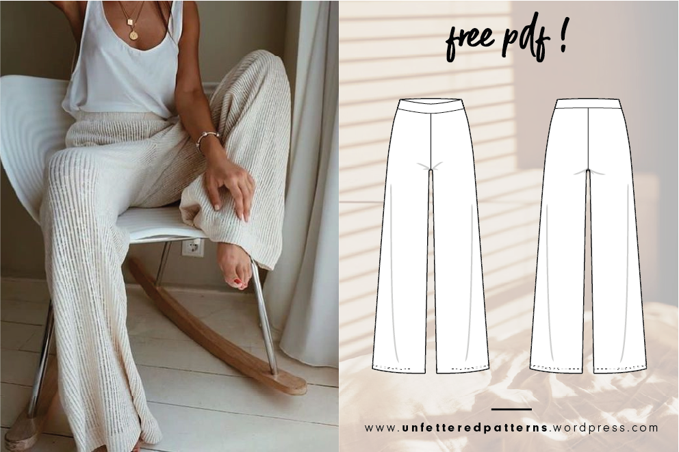 Knit pants with wide legs – Free sewing pattern download PDF #UP1015 –  Unfettered Patterns
