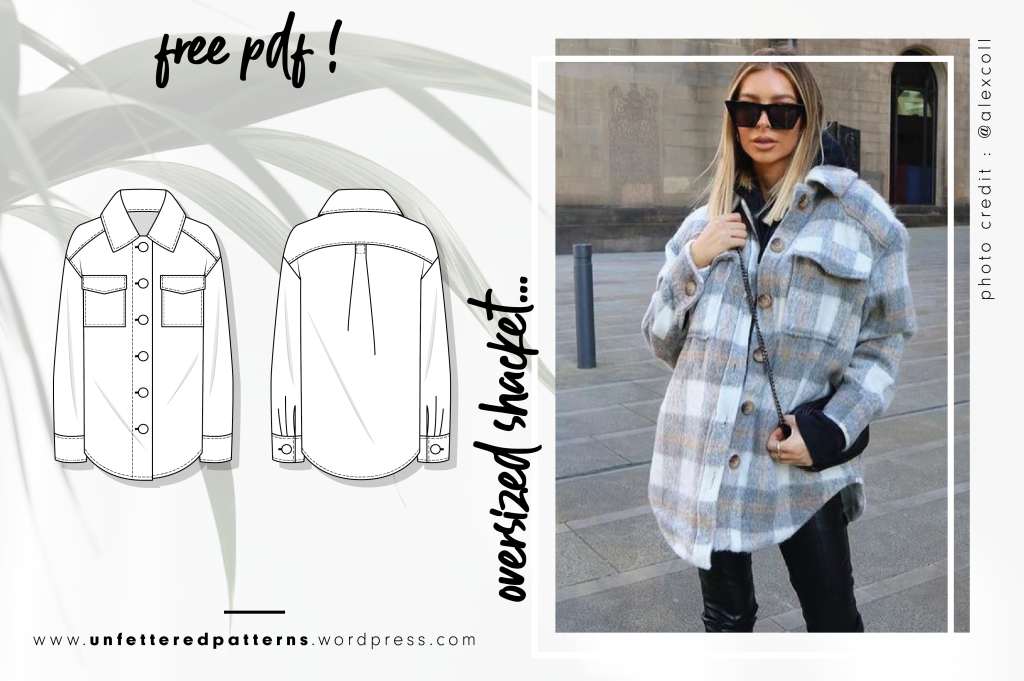 Oversized flannel shacket – Free sewing pattern download PDF #UP1032